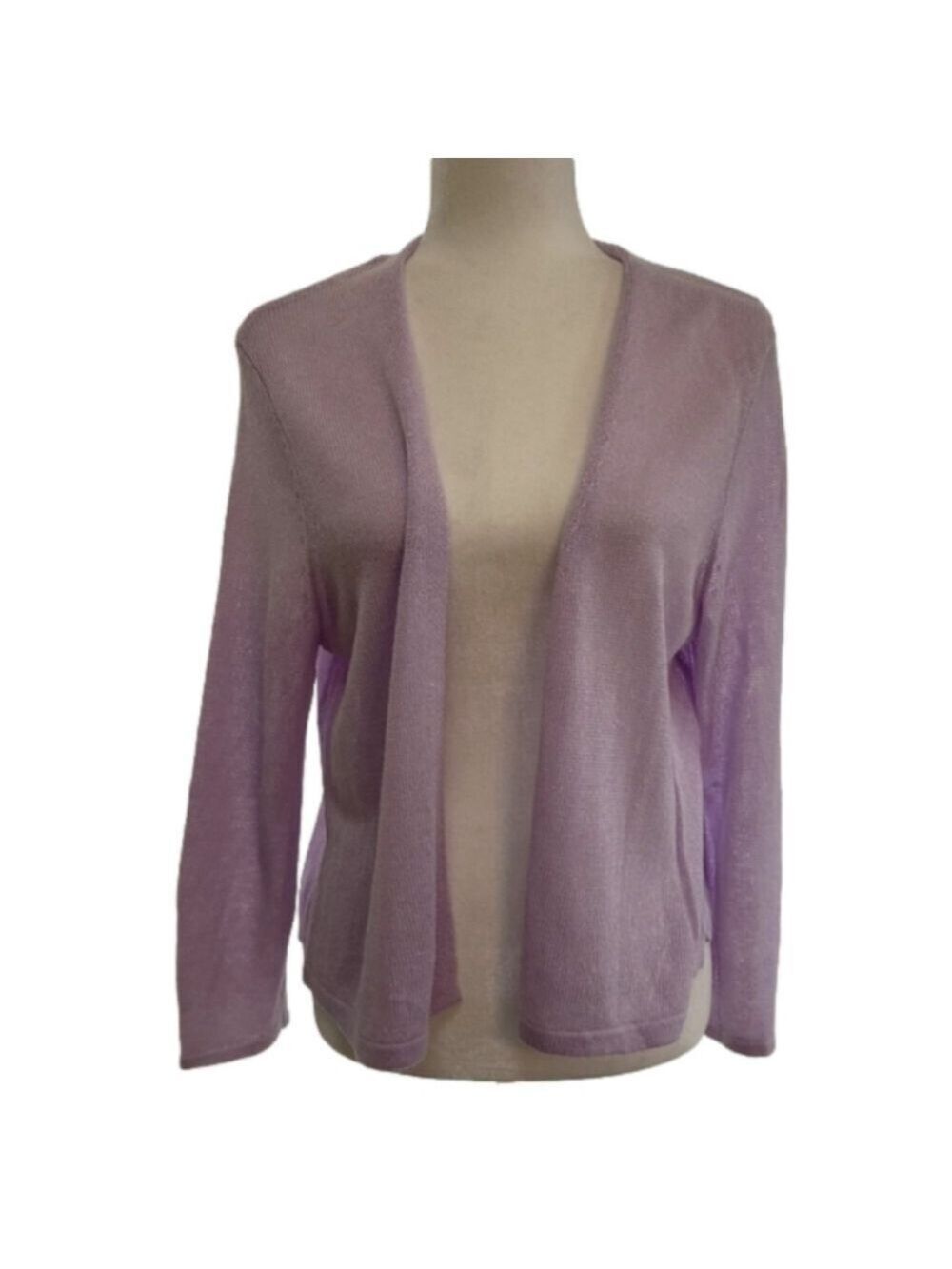 J Jill Lavender Lightweight Knit Open Cardigan Sweater Size Large Petite EUC